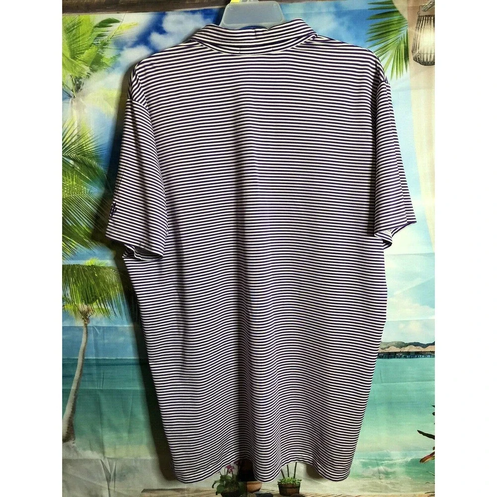 Ralph Lauren RLX Men's Polo Shirt Stripe Purple And White Size XL - Picture 7 of 7